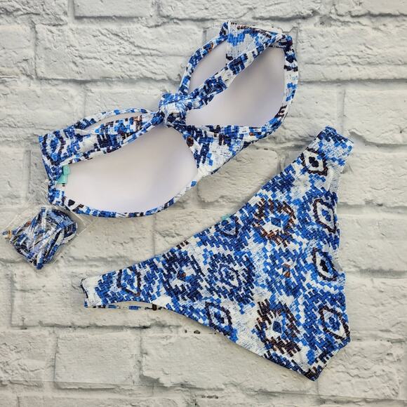 Melissa Odabash Martinique Blue Print Bandeau Bikini size Large - Picture 4 of 13